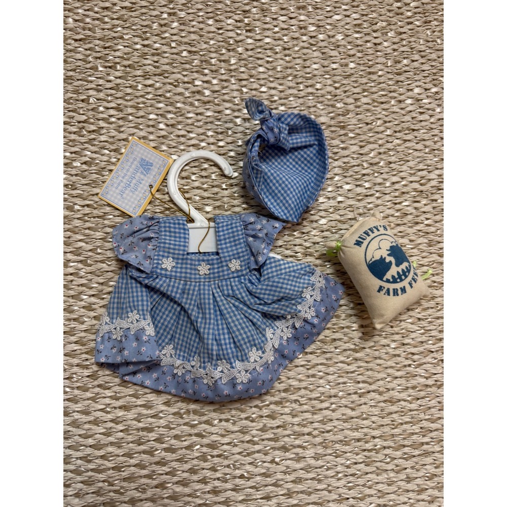 Muffy VanderBear Down on the Farm Outfit 1991 Vintage Blue Gingham Dress Set NWT